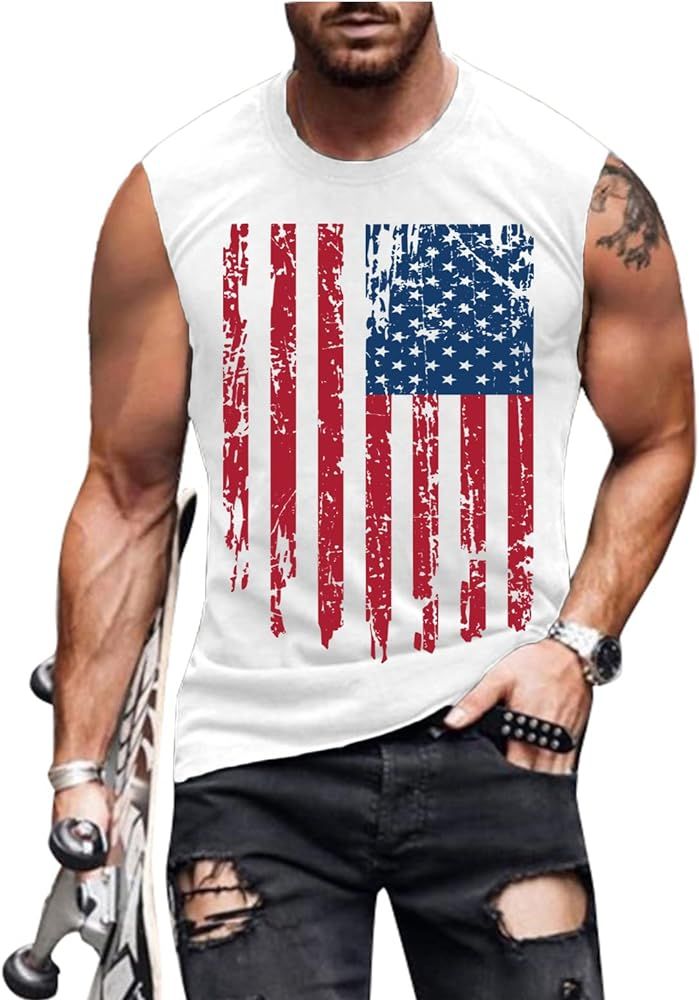 Heralady 4th of July Shirts Mens Muscle Tank Top 1776 Sleeveless Graphic Gym Workout American Fla... | Amazon (US)