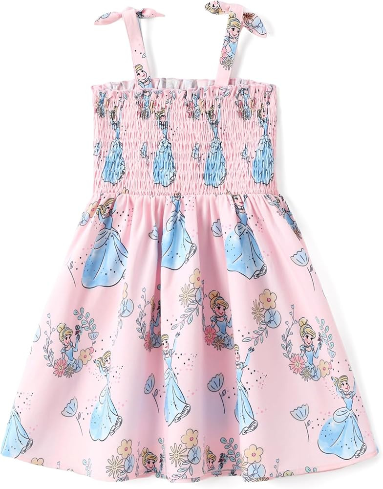 Disney Princess Frozen Elsa Minnie Stitch Toddler Girl Dress Bow Tie Straps Smocked Summer Outfit... | Amazon (US)