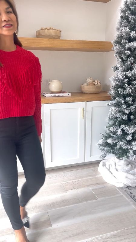 Red fringe sweater in XS tts
Red Cardigan(silver buttons) in XS, size up if you don’t want it too cropped
Fair Isle sweater in XS tts
Black Metallic sweater in small tts
Black coated pants fit tts(size 26)
Shoes tts linking similar as well
Holiday outfits, Christmas sweater, Holiday sweaters

#walmartpartner
@walmartfashion
#walmartfashion

#LTKunder50 #LTKSeasonal #LTKHoliday