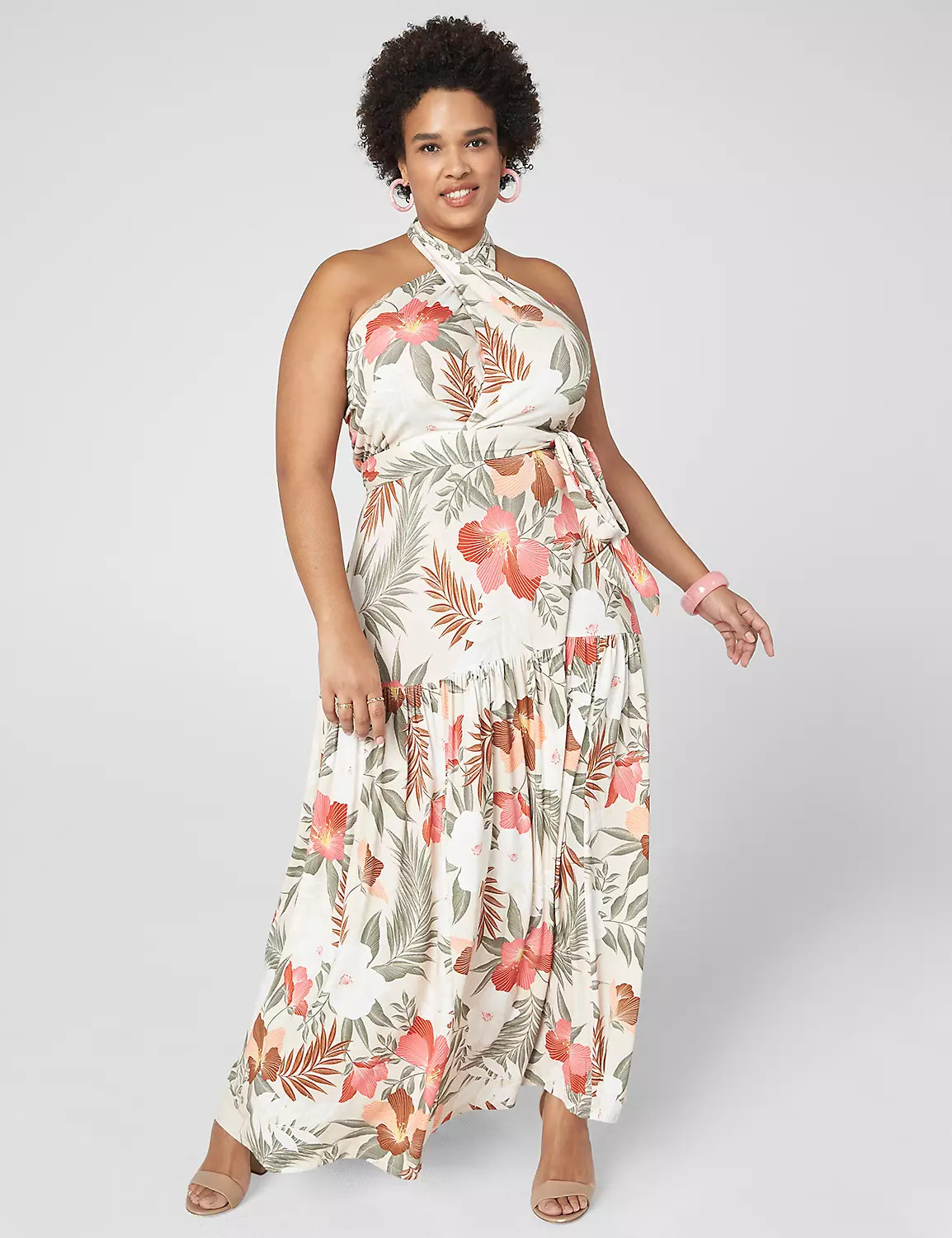 Cross-Front Halter Tiered Maxi Dress | LaneBryant | Lane Bryant (US)