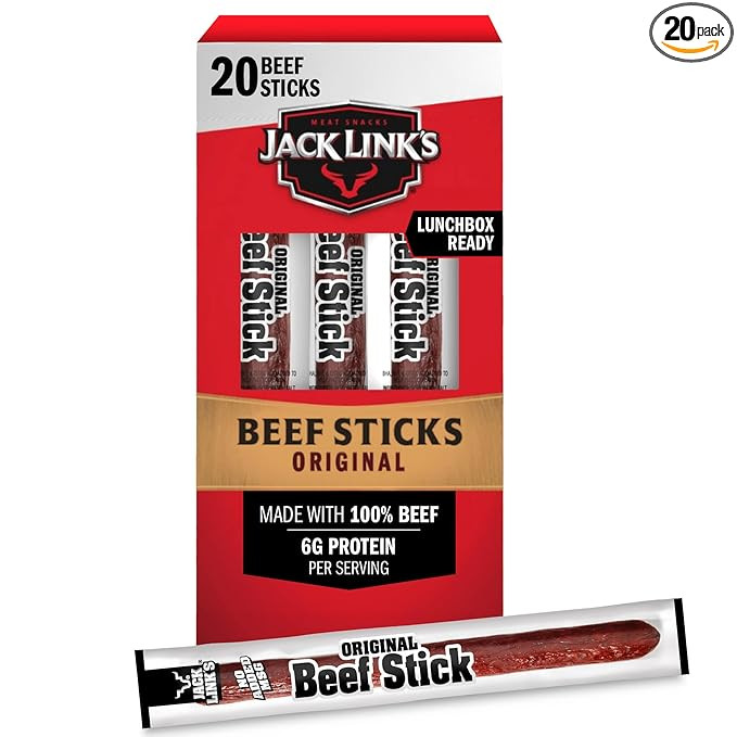 Jack Link's Beef Sticks, Original - Protein Snack, Meat Stick with 6g of Protein, Meat Snack Stic... | Amazon (US)