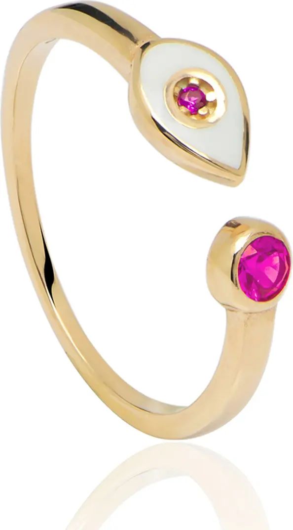 14k Yellow Gold Vermeil French Enamel Adjustable Evil Eye Ring | Nordstrom Rack
