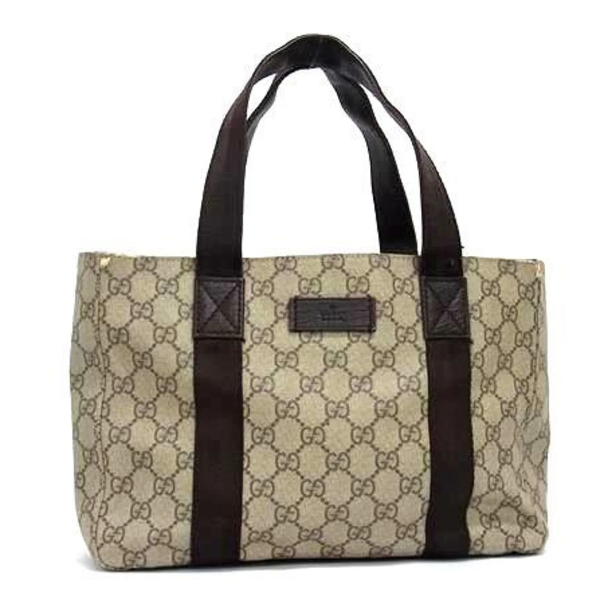 Pre-Owned GUCCI GG Supreme Tote Bag 141976 in Beige and Brown Leather for Women (Good) | Walmart (US)