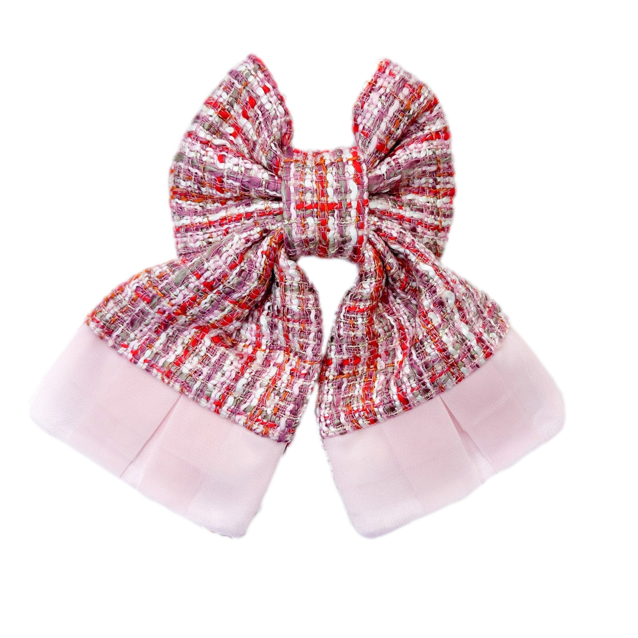 Kellie Pink Tweed Hair Bow | petite maison kids