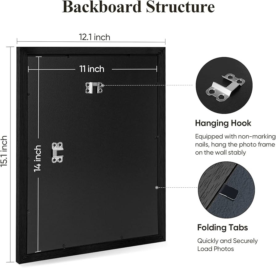 Nacial Picture Frames 11x14 inch Set of 4, Black Photo Frame Display 8x10 Photo with Mat, Display... | Amazon (US)