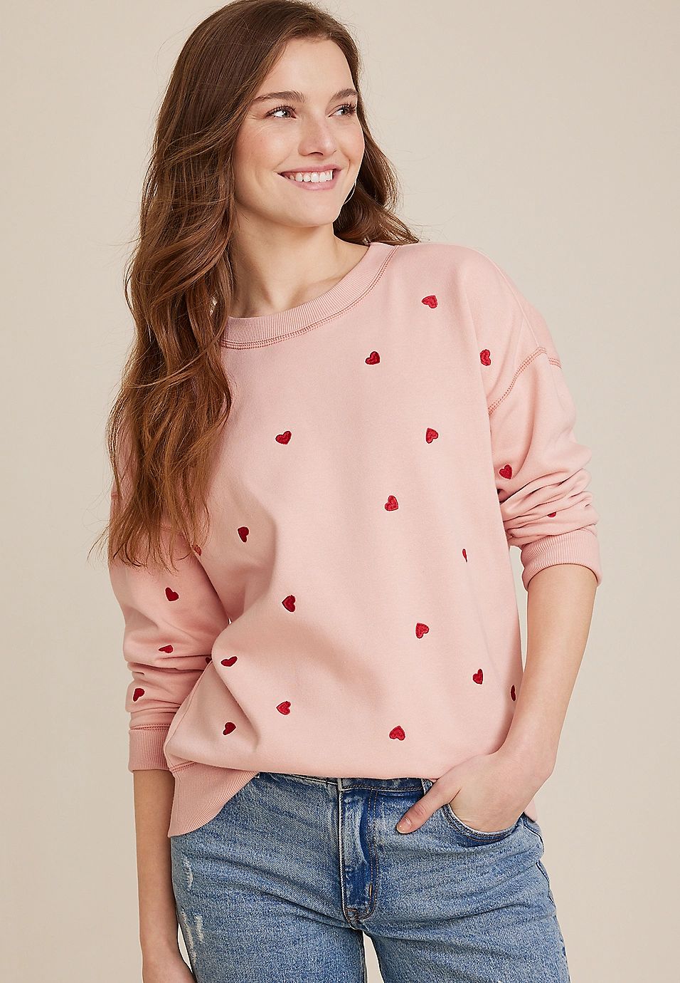 Heart Embroidered Sweatshirt | Maurices