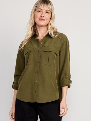 Long-Sleeve Utility Blouse for Women | Old Navy (US)