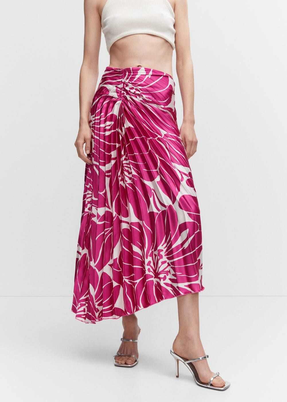Satin pleated skirt | MANGO (US)