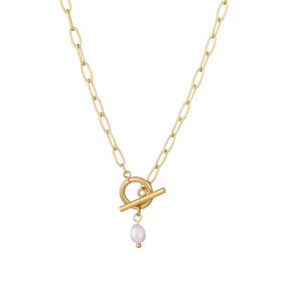 Adornia Tarnish Resistant 18k Gold Plated Freshwater Pearl Toggle Necklace | Target