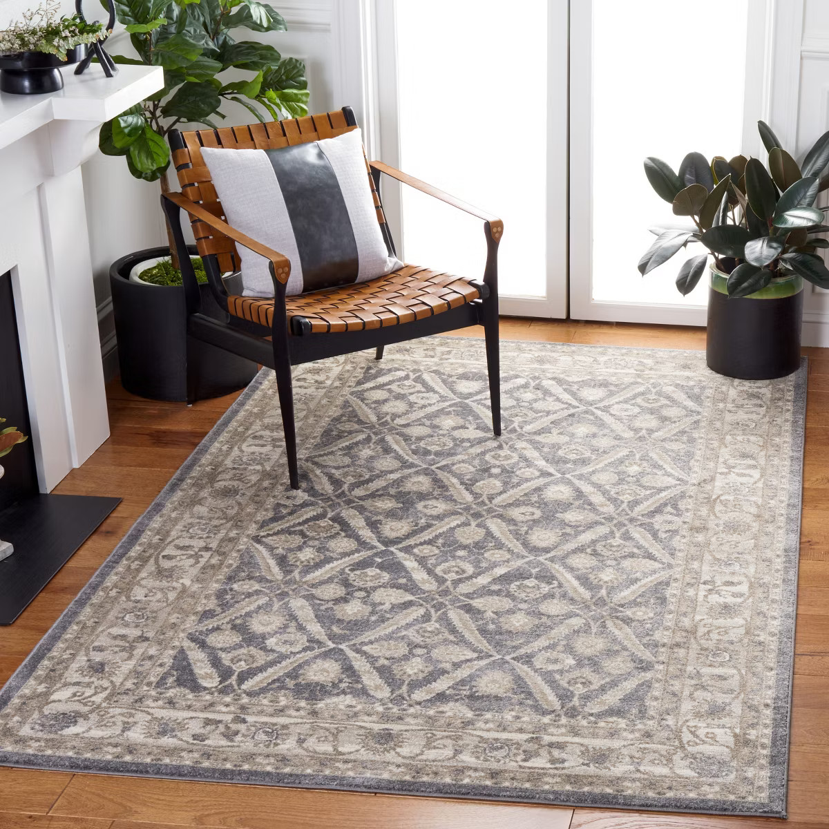 Sofia SOF378 Power Loomed Area Rug - Dark Grey/Beige - 9'x12' - Safavieh. | Target