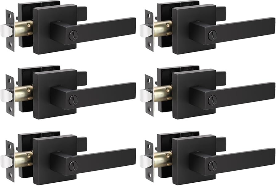 KNOBWELL 6 Pack Door Handles Black, Privacy Door Lever Bed and Bath Leverset Lockset, Left or Rig... | Amazon (US)