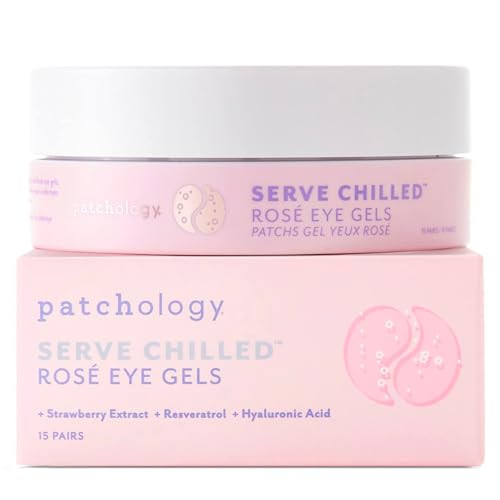 Patchology Serve Chilled Rosé Eye Gels - Eye Patches for Puffy eyes & Dark Circles, Gel Eye Patches, Under Eye Mask w/Hyaluronic Acid, Eye Treatment Products & Mini Beauty Products (15 Pairs/Jar) | Amazon (US)