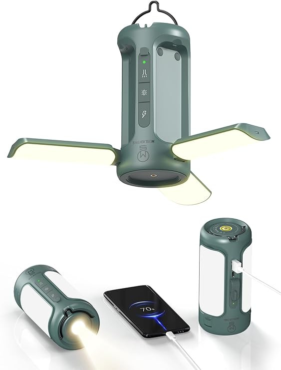 Foldable Camping Light Rechargeable Lantern, 10000mAh, Portable Flashlight, IP54 Waterproof, 1/4"... | Amazon (US)