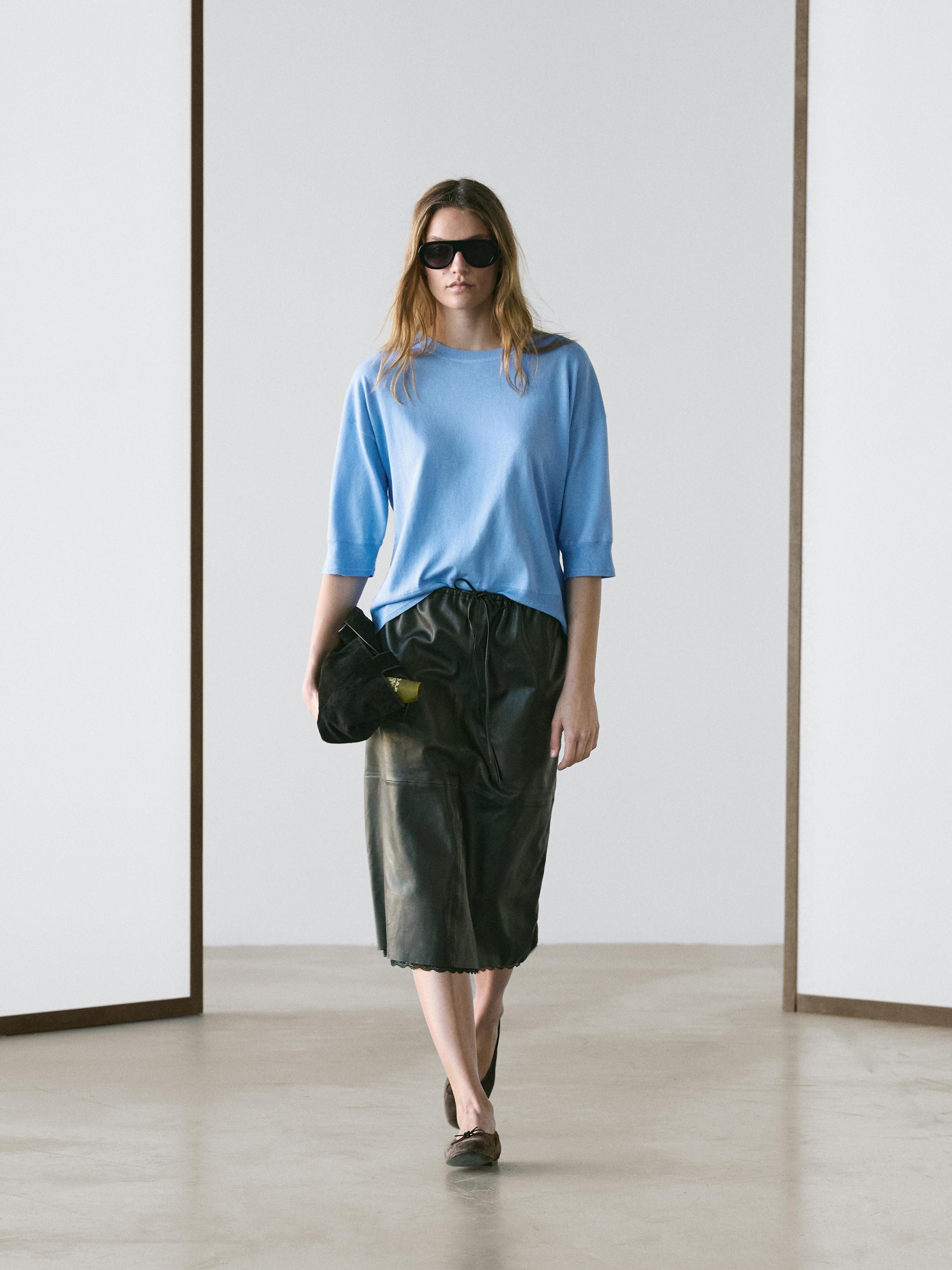 Cotton blend knit sweater | Massimo Dutti UK