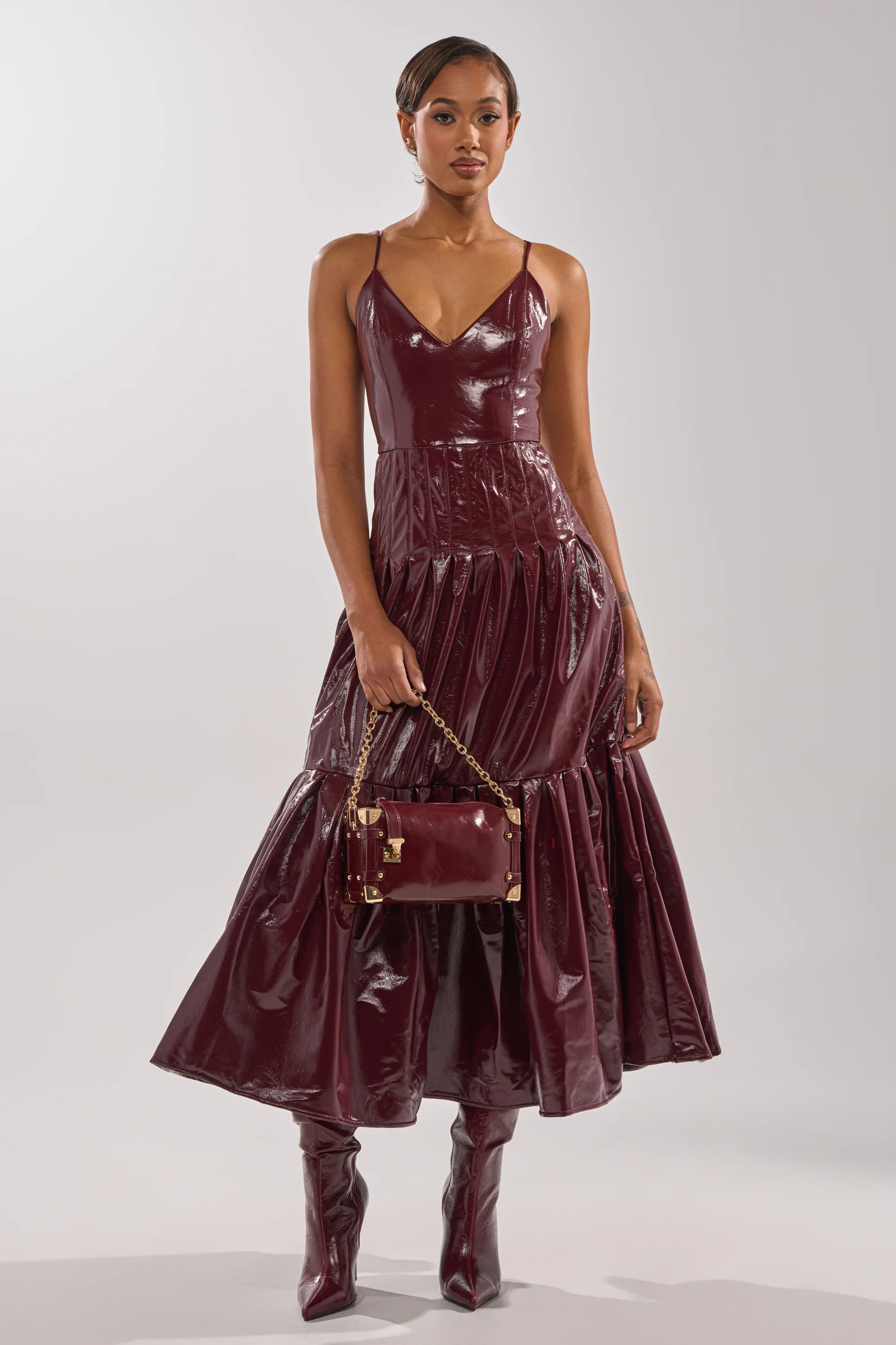 RACHEL PU MAXI DRESS | AKIRA