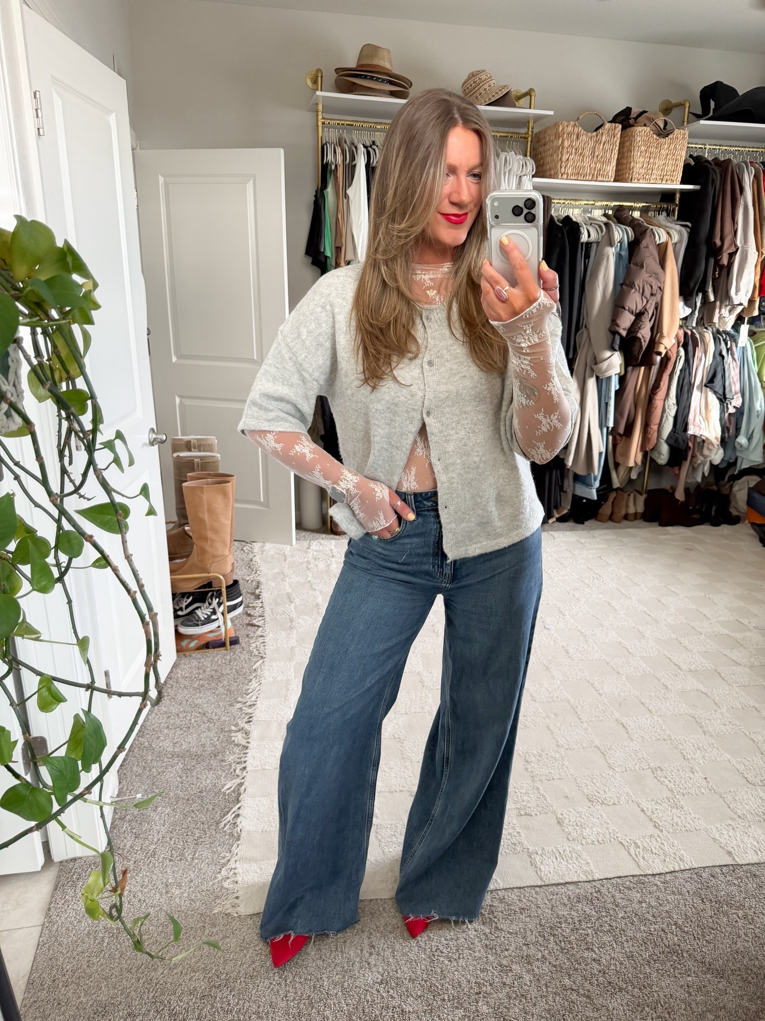 Large tops, 32x36 jeans (cut the hem off to make distressed) 11 heels 

#LTKOver40 #LTKTall #LTKValentine