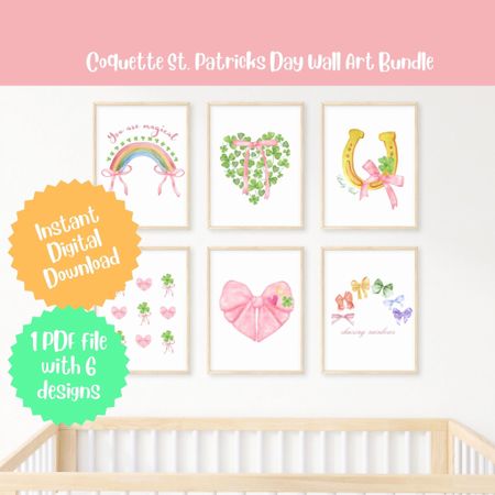 The sweetest coquette St. patty’s wall art! All the coquette shamrocks and rainbows

#LTKSeasonal #LTKhome #LTKkids