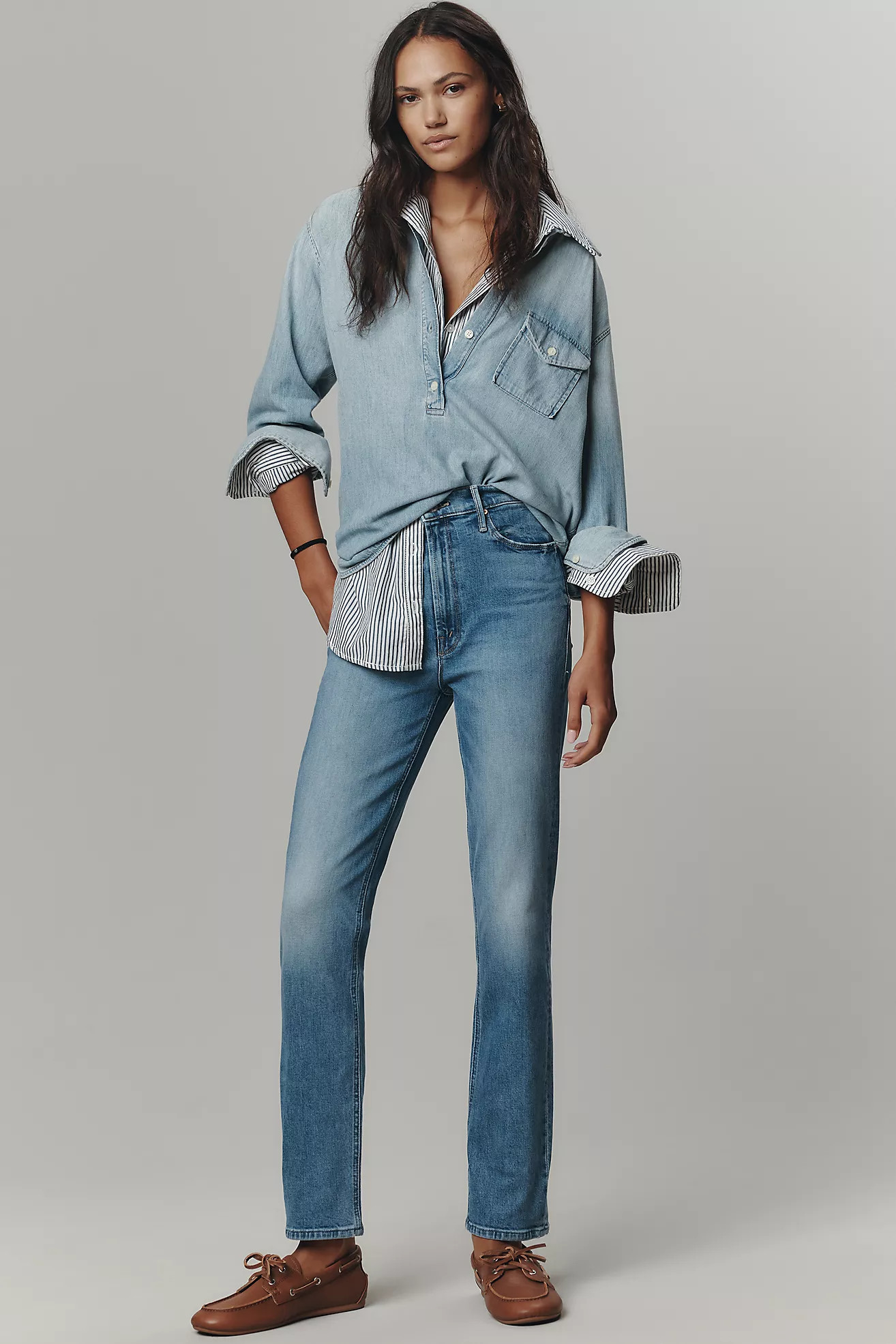 MOTHER The Dazzler Flood Mid-Rise Straight-Leg Jeans | Anthropologie (US)