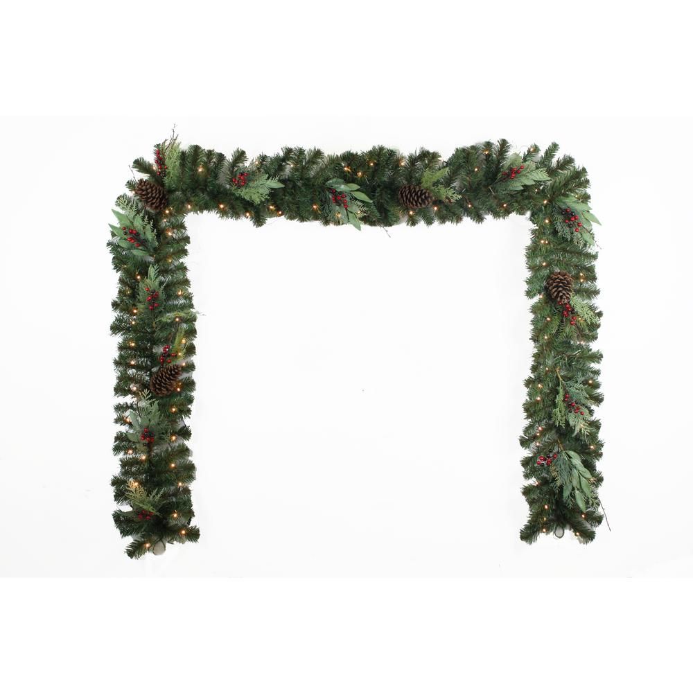 12 ft. Woodmoore Battery Operated Pre-Lit LED Artificial Christmas Garland | The Home Depot
