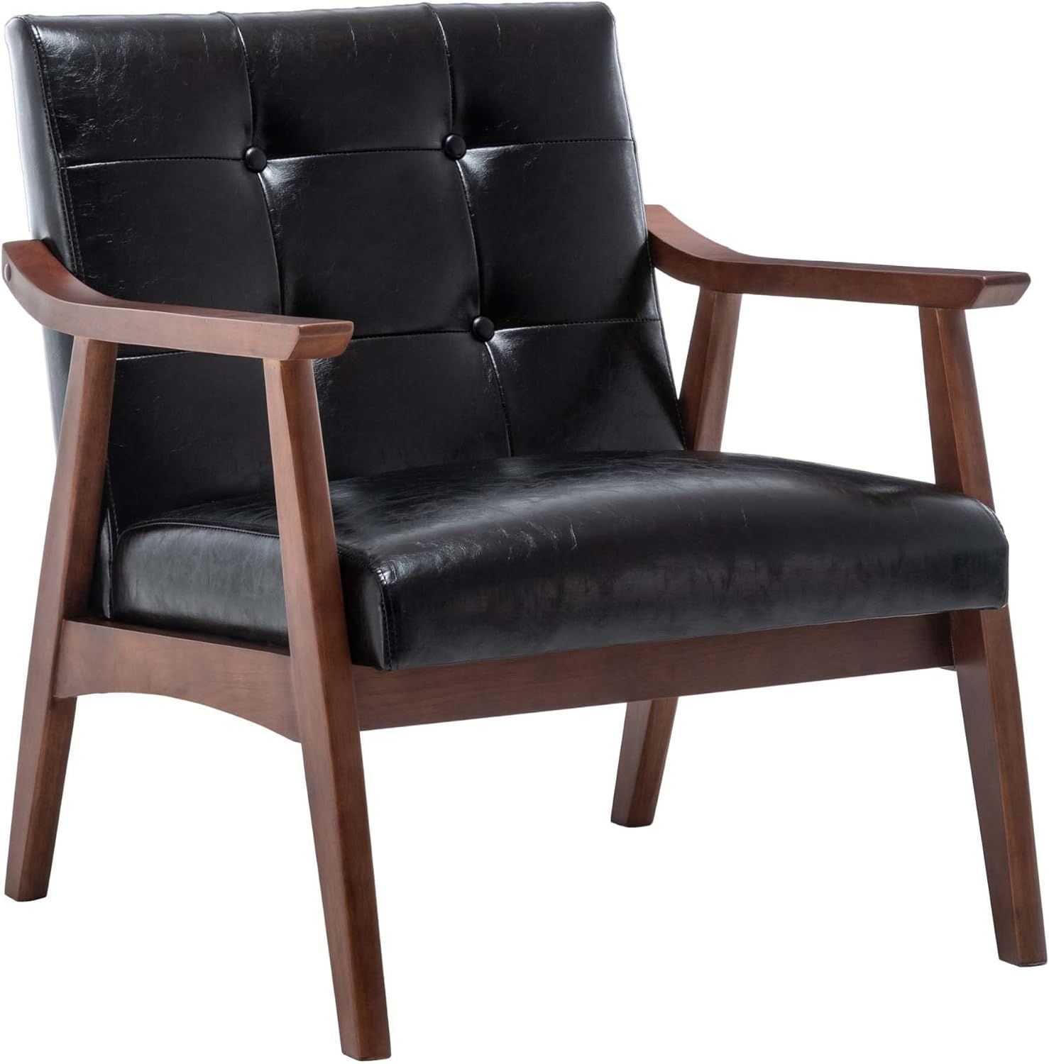 Convenience Concepts Take a Seat Natalie Accent Chair, Black Faux Leather/Espresso | Amazon (US)