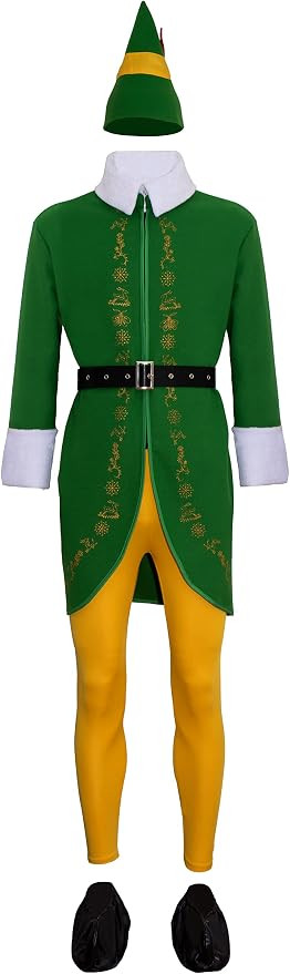 Buddy The Elf Costume Men Halloween Christmas Cosplay Full Set Costumes | Amazon (US)
