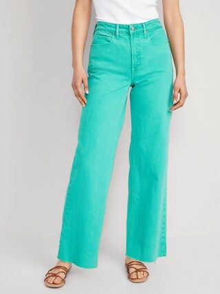 Extra High-Waisted Pop-Color Wide-Leg Jeans for Women | Old Navy (US)