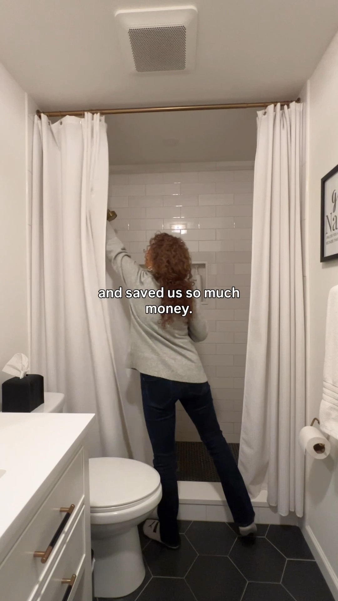 We skipped shower doors… and I’d do it again 👀

We used floor-to-ceiling curtain panels instead and it made the space feel softer, easier to maintain, and honestly saved us so much money.

Sometimes the “standard” option isn’t the best one.

Follow for more real homeowner tips 💕✨
Comment CURTAIN and I’ll send you the links!



#homeownertips #bathroomdesign #budgetdecor #interiordesigntips #homedecorideas

#LTKOver40 #LTKmomlife #LTKHome