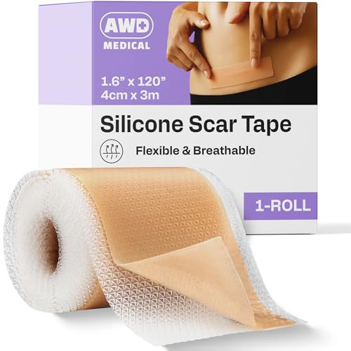 Silicone Scar Sheets for Breast - Reusable Medical Grade Scar Tape for Surgical Scars, C-Section, Face - Waterproof Silicone Strips, Patches for Scar Healing and Removal - Cut to Fit 120 inch Roll | Amazon (US)