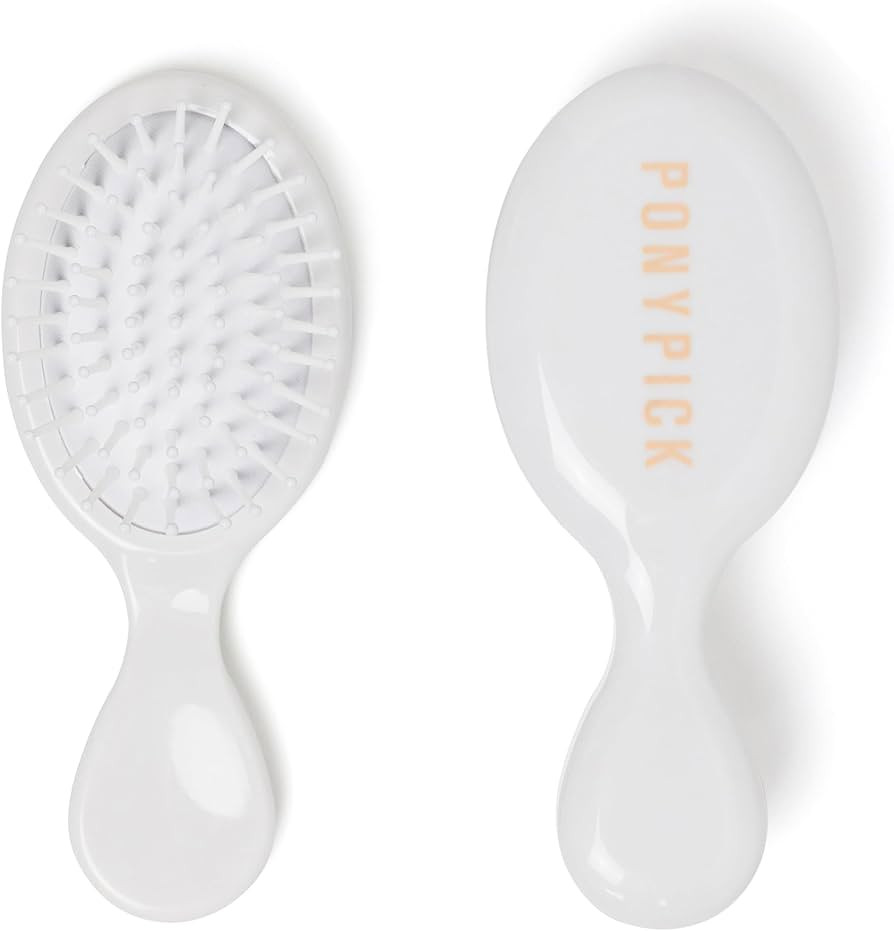 White Mini Hair Brush - Travel size, Compact Hair Brush for Wet & Dry Hair - On-the-go Travel - E... | Amazon (US)