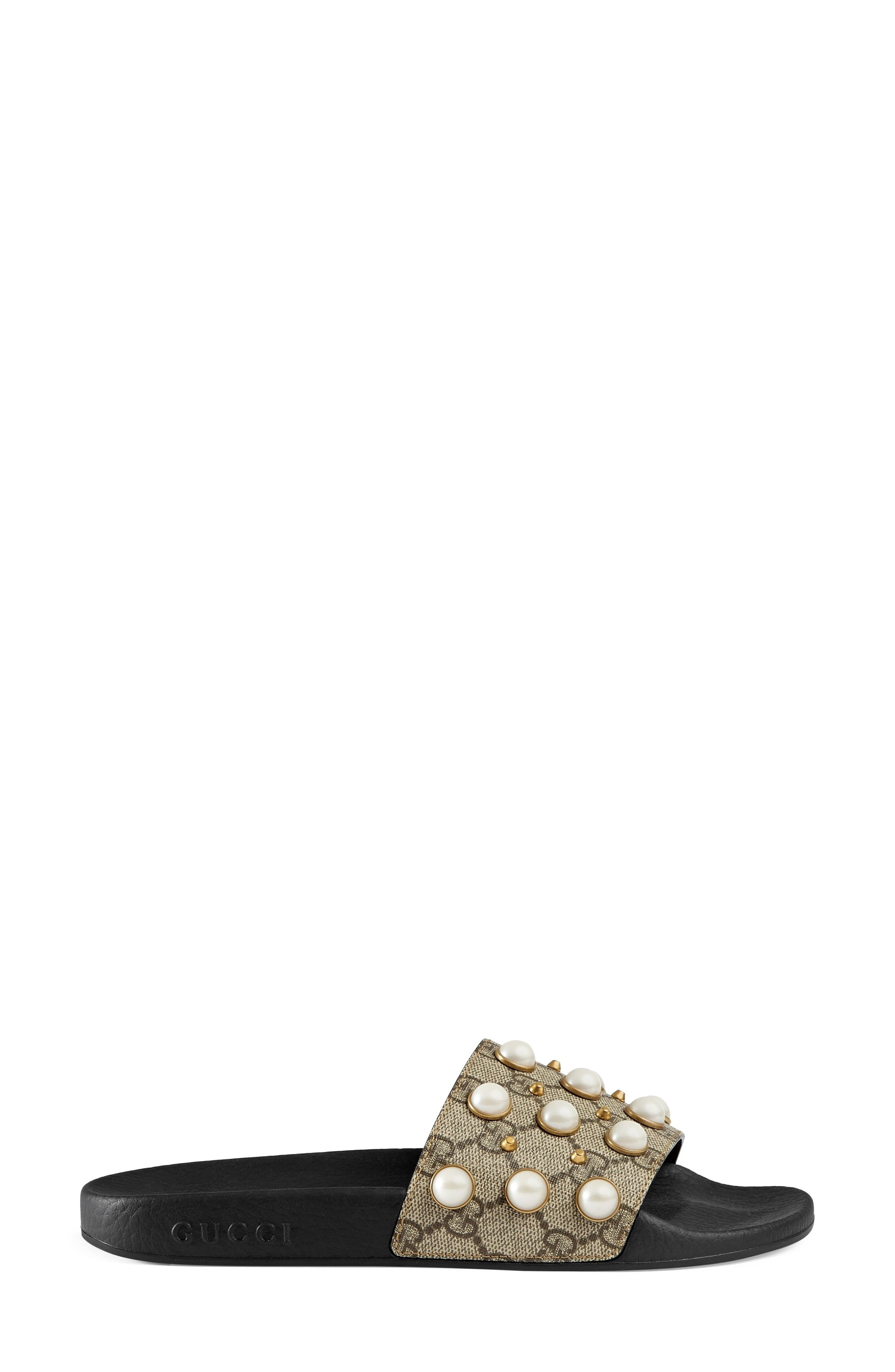 Pursuit Imitation Pearl Embellished Slide Sandal | Nordstrom