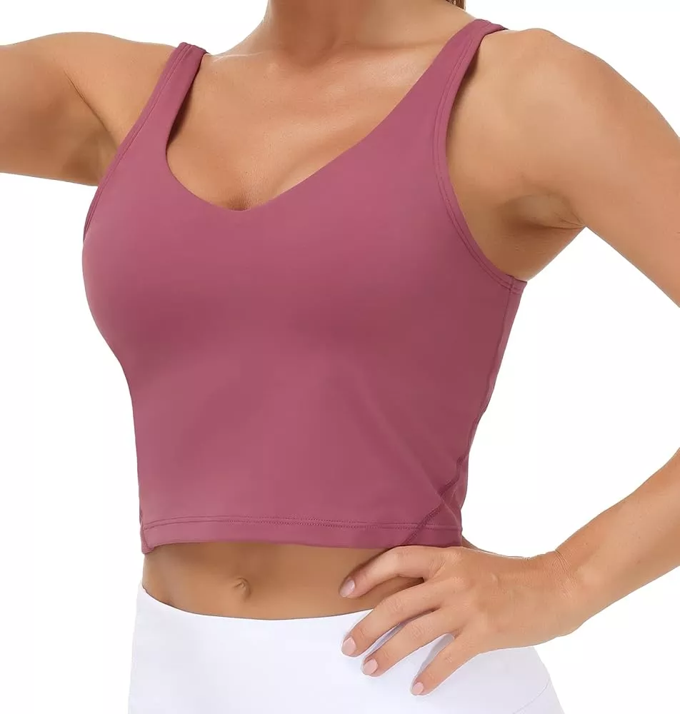 Women's Longline Sports Bra Wirefree Padded Medium Support Yoga Bras Gym  Running Workout Tank Tops