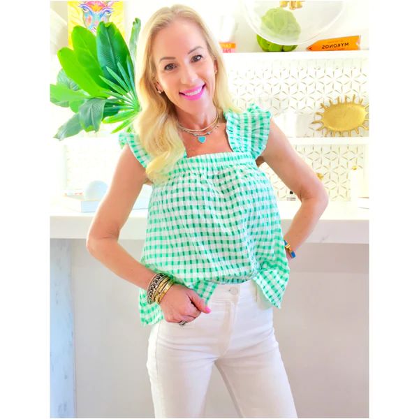 Green Accordion Ruffle Nora Top | James Ascher