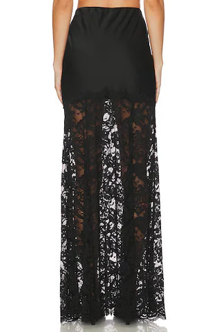 Perrine Lace Combo Satin Skirt in Black | Revolve Clothing (Global)