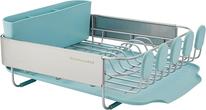 KitchenAid Compact Space Saving Rust Resistant Dish Rack with Removable Flatware Caddy and Angled... | Amazon (US)