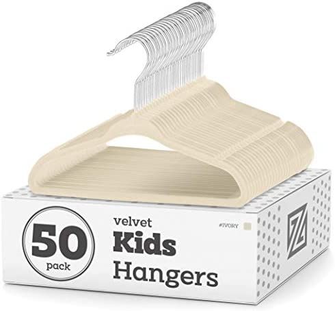 Premium Kids Velvet Hangers (14” Inch - 50 Pack) Nonslip Kids Hangers, Ultra Slim Space-Saving ... | Amazon (US)