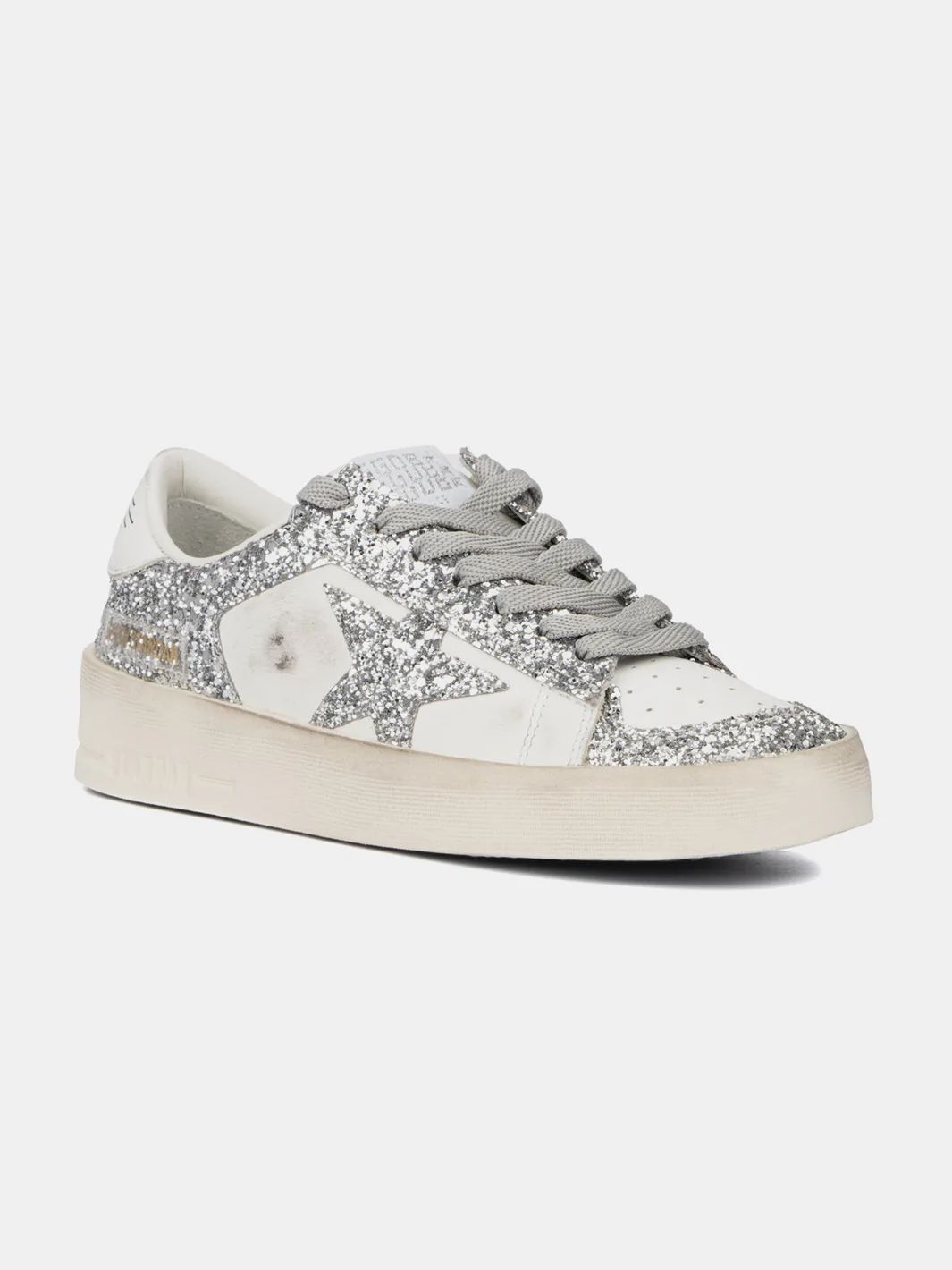 Golden Goose Women's Glitter Stardan Super Star Sneaker in Silver 39 Lord & Taylor | Lord & Taylor