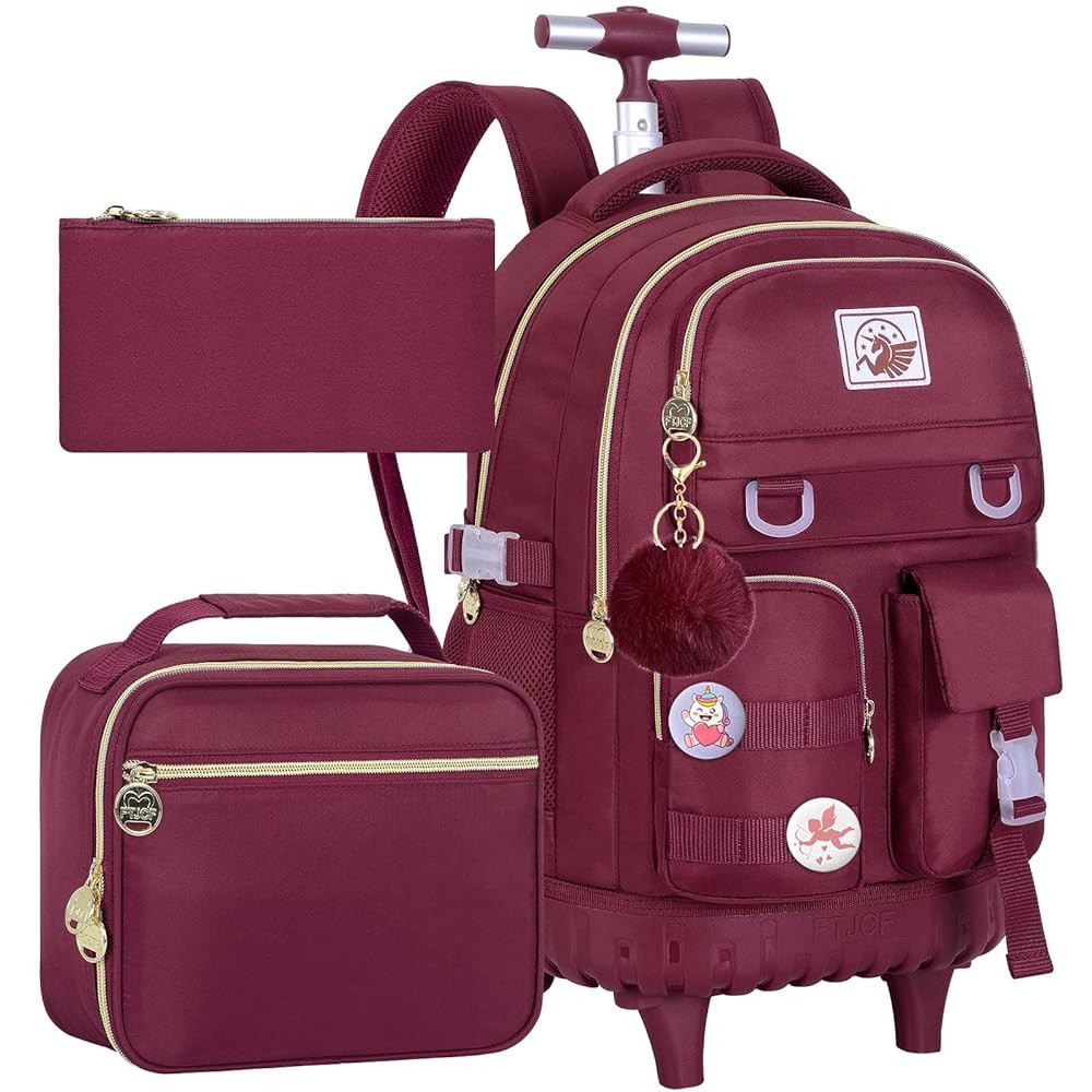 Rolling Backpack for Girls Women, 21 inch Roller Wheels Backpacks for School, Water Resistant Whe... | Amazon (US)