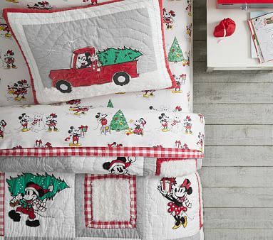 Disney Mickey Mouse Organic Holiday Sheet Set & Pillowcases | Pottery Barn Kids | Pottery Barn Kids