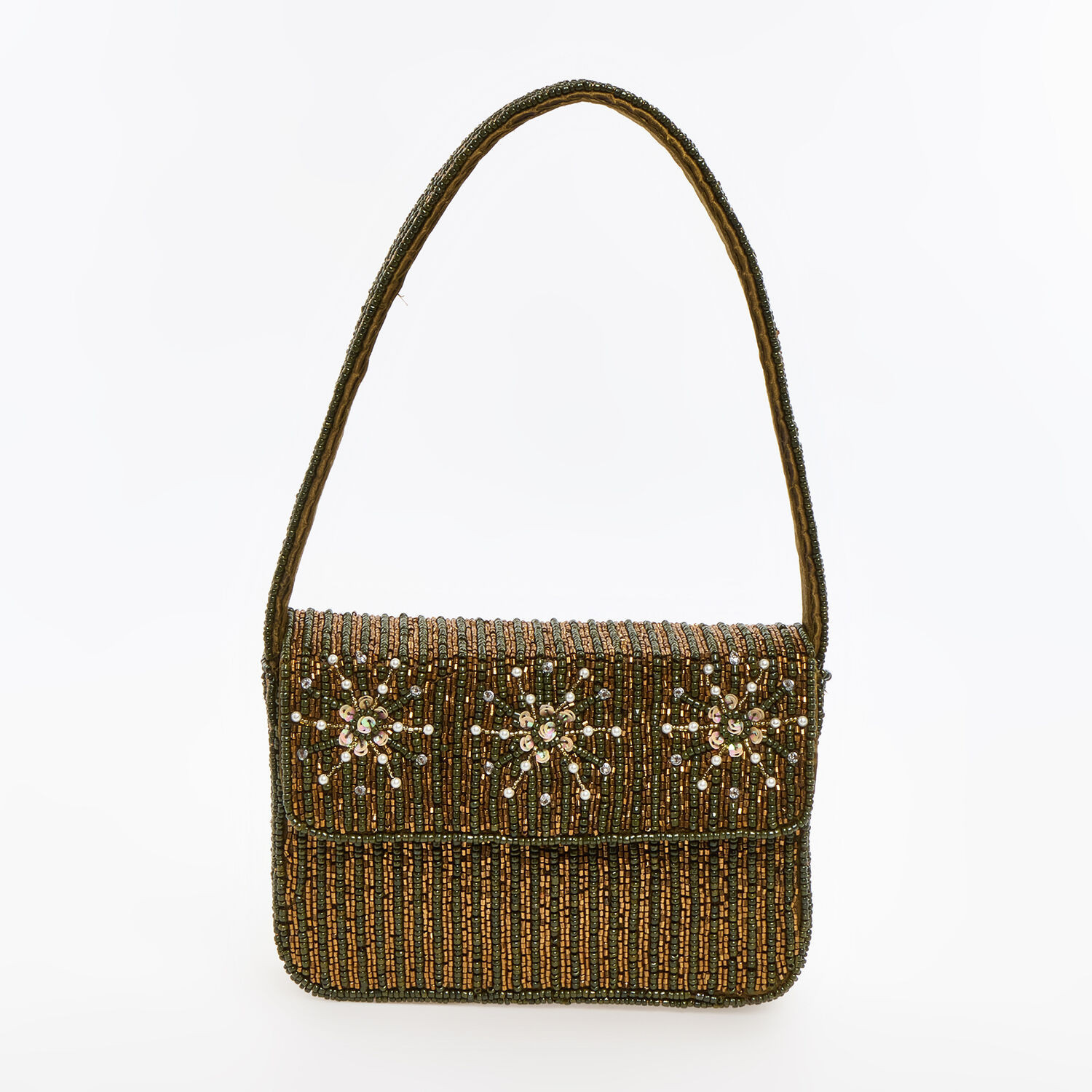 Bronze Tone Beaded East West Grab Bag | TK Maxx