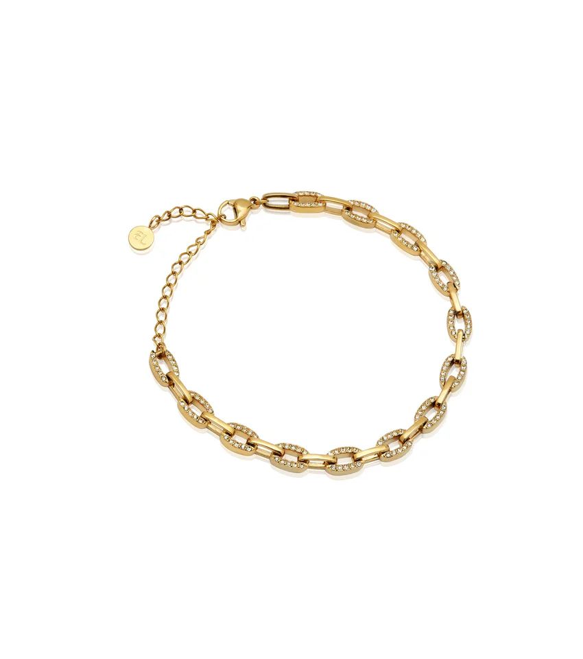 Cuban Chain Link Crystal Bracelet (Gold) | Abbott Lyon
