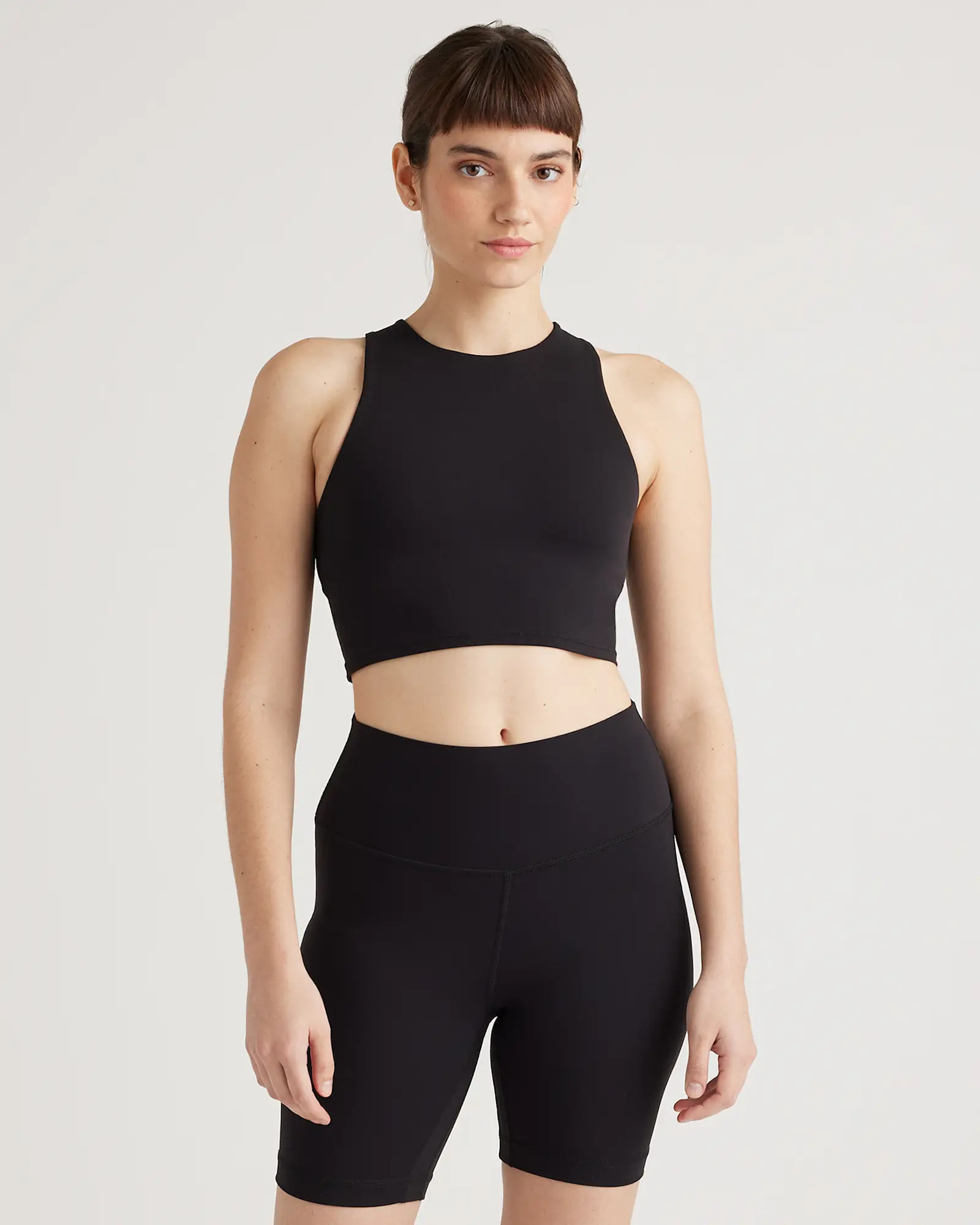 Ultra-Form High-Neck Cropped Tank in Black | Quince