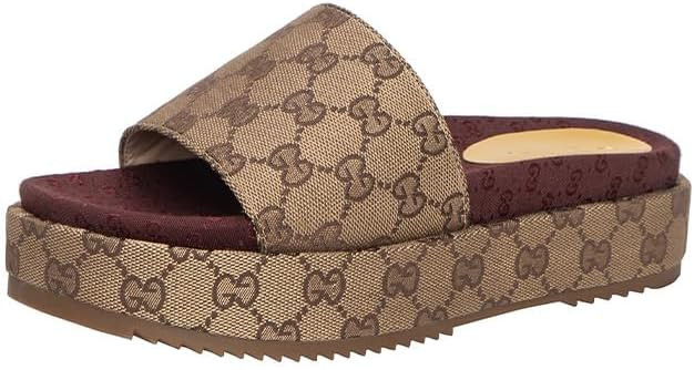 Slipper Sandals for Women's Canvas Thick Sole Slipper Sandals Comfortable Open Toe Summer Beach S... | Amazon (US)