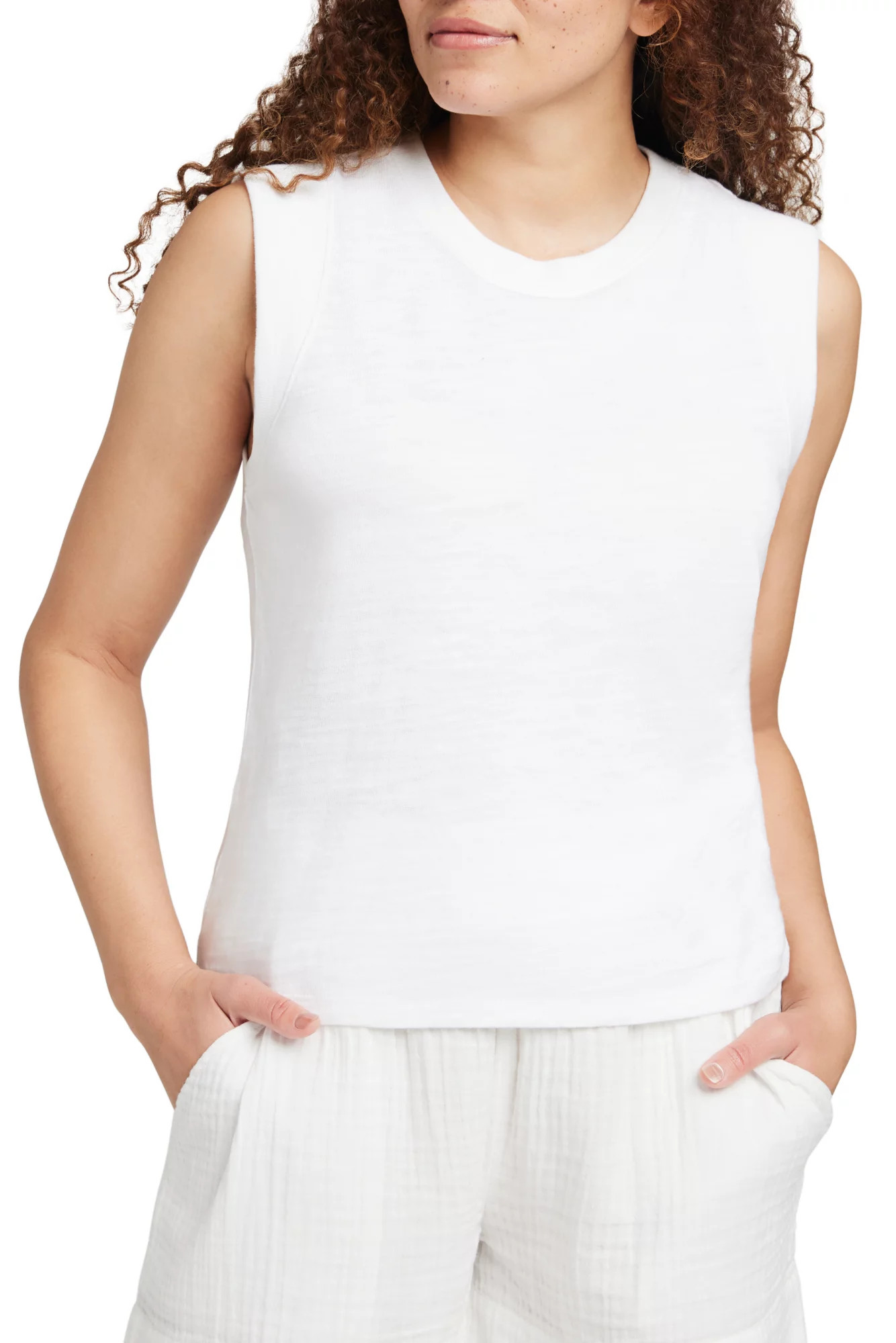 Faherty Women's Sunwashed Slub Muscle Tank, Medium, White | DICK'S Sporting Goods