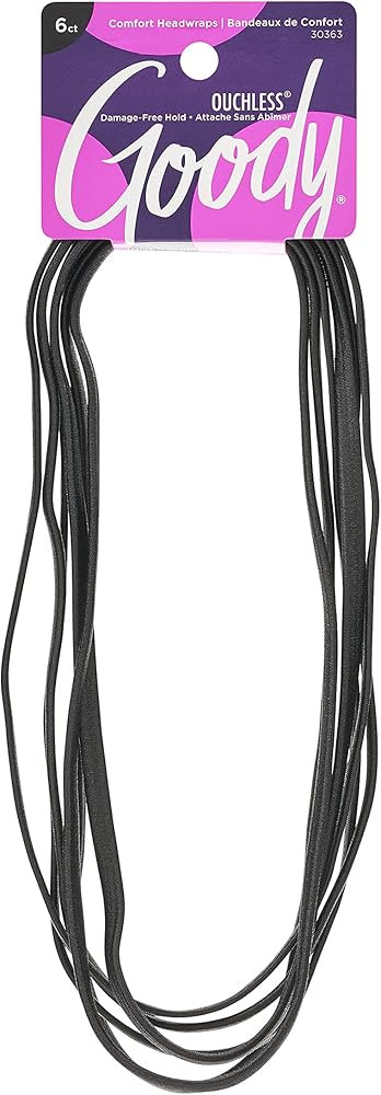 GOODY Women's Ouchless Thin Hair Flat Narrow Headwrap, Black, 6 Count | Amazon (US)