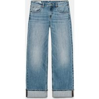 Zara - Trf Fold-Up Straight Mid-Rise Jeans - Blue - Eu 46 (Au 18) - Woman | Zara AU