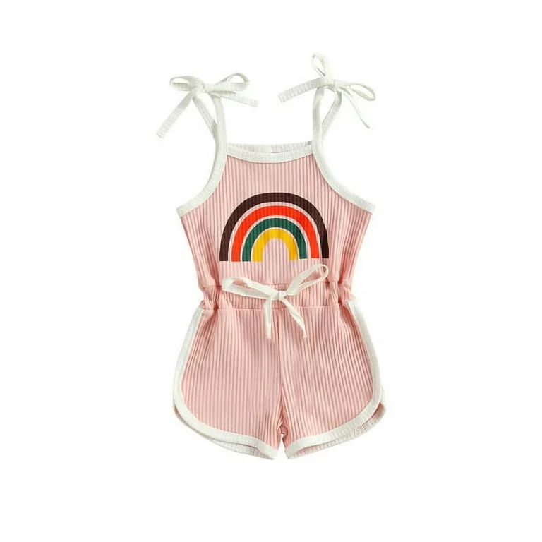 Toddler Baby Girls Outfits Rainbow Romper Jumpsuit Bodysuit Summer Clothes Set - Walmart.com | Walmart (US)