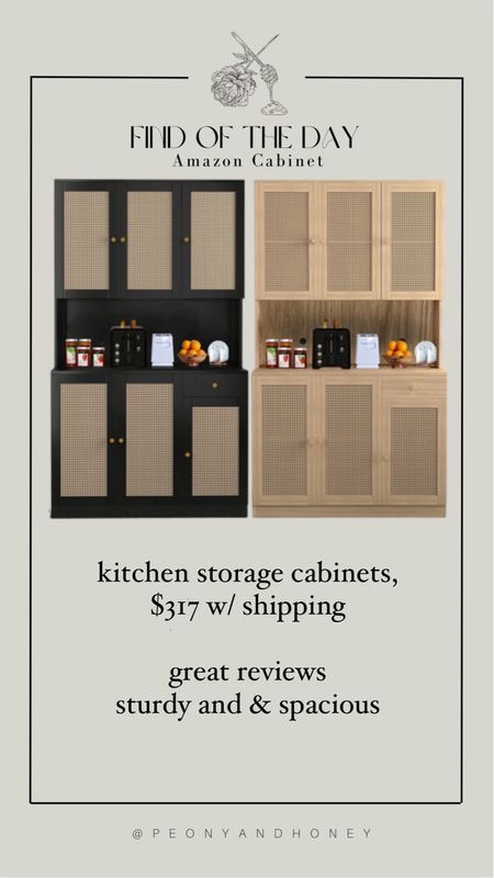 AMAZON FIND OF THE DAY: Cane Kitchen Storage Cabinets - great reviews and only $317 with shipping!  Perfect for extra storage in a small kitchen! #amazon #amazonfinds #founditonamazon #amazonhome #cabinet #storage #kitchen  

#LTKhome #LTKFind