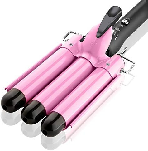 3 Barrel Curling Iron Wand ,25mm（1 inch ）Hair Curling Iron with Two Temperature Control ,Fast... | Amazon (US)