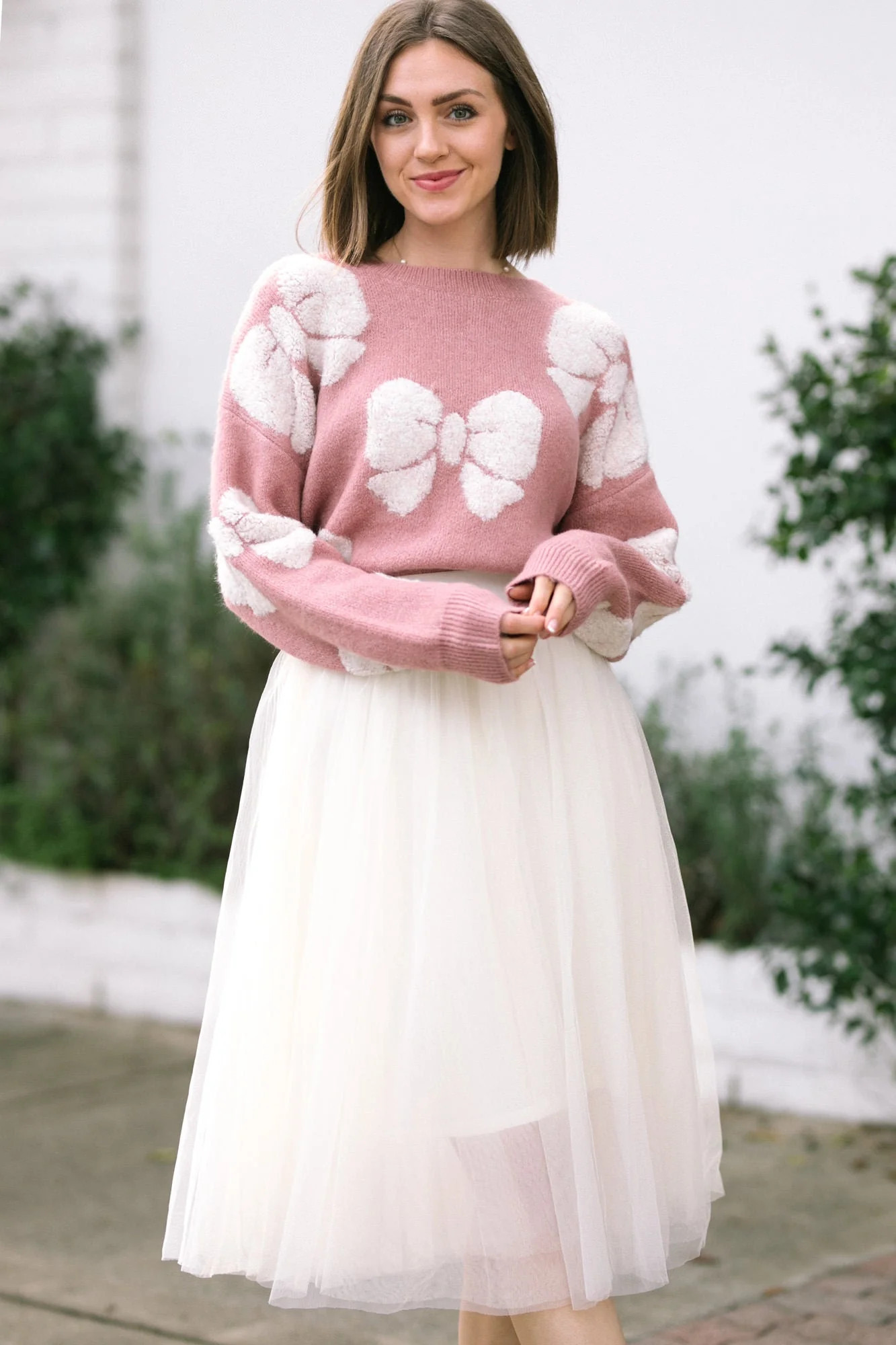 Caroline Bow Knit Sweater | Morning Lavender