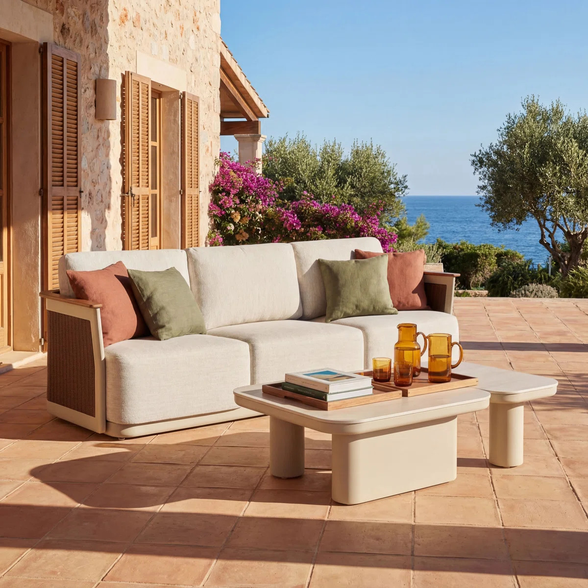 91.34" Extra-wide Powder Coated Aluminum Outdoor Patio Sofa With 13.8'' Seat Cushions | Wayfair North America